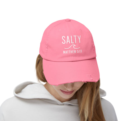 Salty Unisex Distressed Cap | Beach Vibes, Casual Wear, Gift for Him/Her, Summer Accessory, Faith-Based Fashion