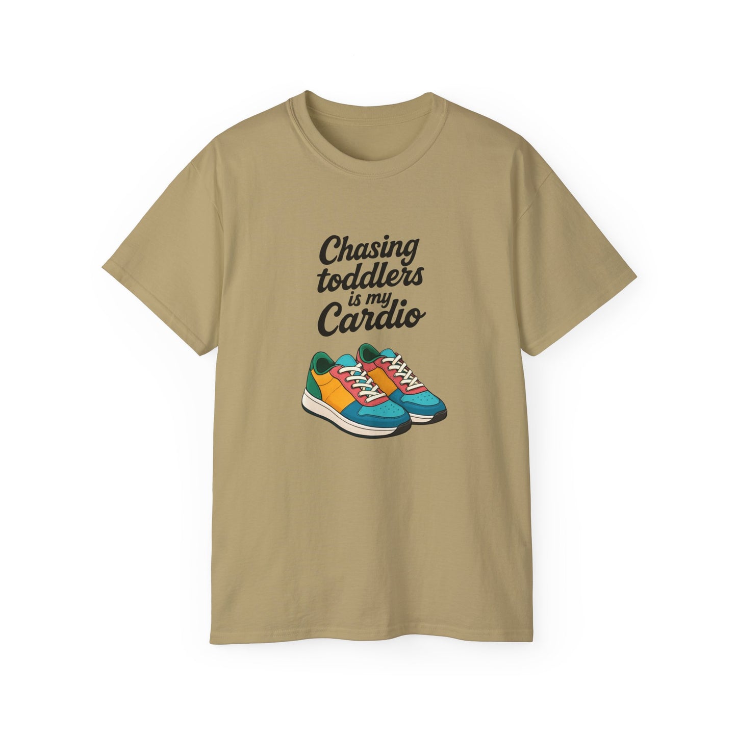 Chasing Toddlers Is My Cardio Unisex Ultra Cotton Tee, Funny Parent Shirt, Gift for Moms and Dads, Casual Wear, Toddler Parenting Humor