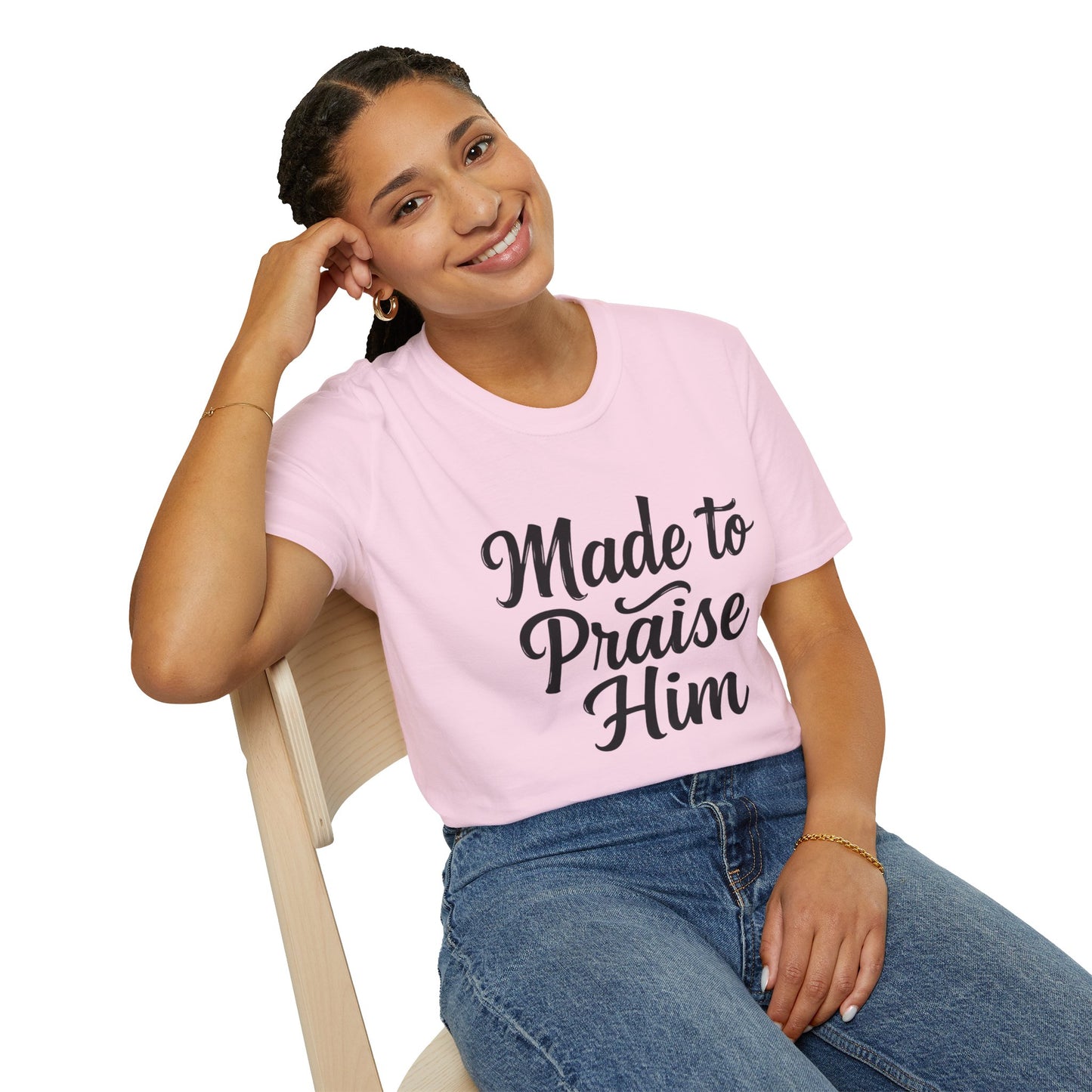 Made to Praise Him Unisex Softstyle T-Shirt, Inspirational Tee, Christian Apparel, Casual Wear, Faith-Based Gift, Unisex Graphic Shirt