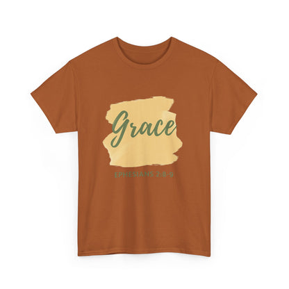Inspiring Unisex Heavy Cotton Tee - Grace Ephesians 2:8-9, Christian Apparel, Faith-Based Gift, Everyday Wear, Relaxed Fit Tee
