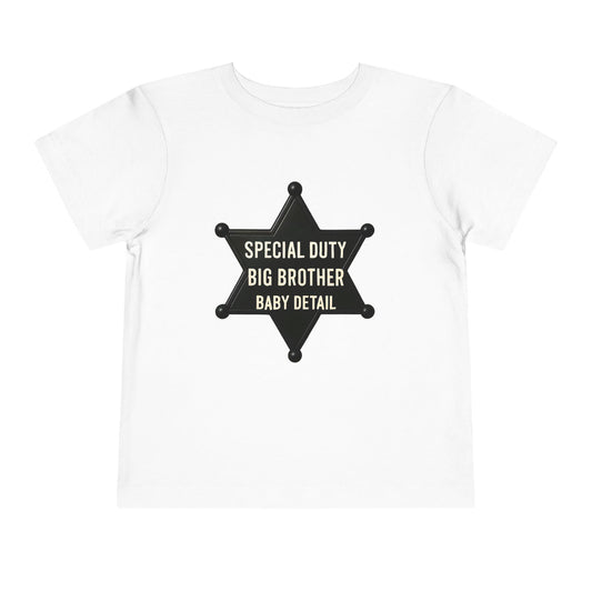 Big Brother Toddler Tee, Special Duty Sheriff Shirt, Kids Birthday Gift, Baby Announcement Outfit, Fun Family Tee