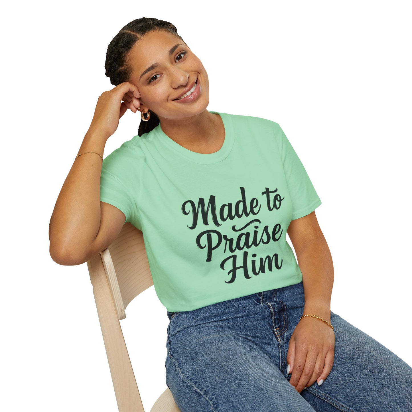 Made to Praise Him Unisex Softstyle T-Shirt, Inspirational Tee, Christian Apparel, Casual Wear, Faith-Based Gift, Unisex Graphic Shirt