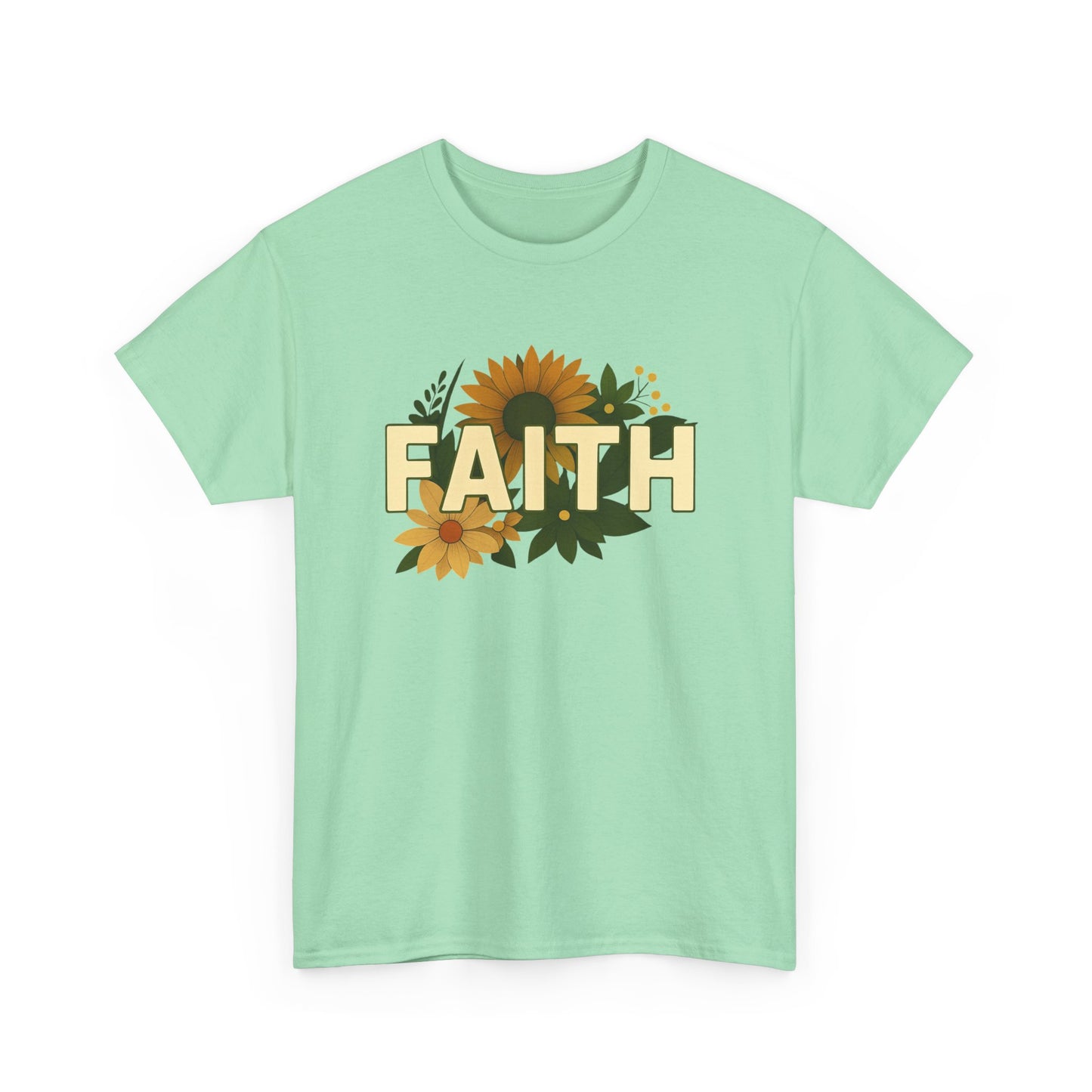 Faith Floral Unisex Tee, Inspirational Shirt for Everyday Wear, Sunflower Graphic Tee, Gift for Family and Friends, Faith-Based Apparel