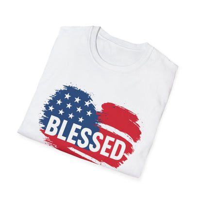 Patriotic Blessed Heart T-Shirt, Unisex T-Shirt, July 4th Shirt, Gift for Veterans, Casual Tee, Everyday Wear
