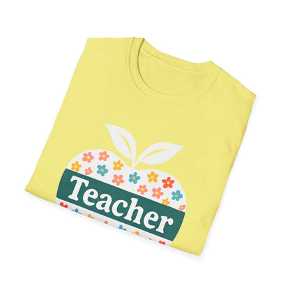 Teacher Appreciation Orange T-Shirt, Gift for Educators, School Spirit Wear, Teacher's Day, Floral Design, Unisex Softstyle Tee