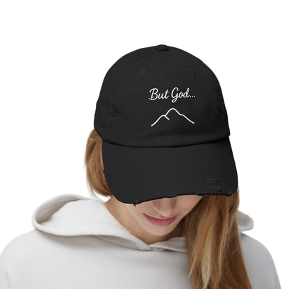 Distressed Cap with 'But God...' Quote, Inspirational Hat for Outdoor Enthusiasts, Gift for Faith Lovers, Everyday Style Accessory, [...]