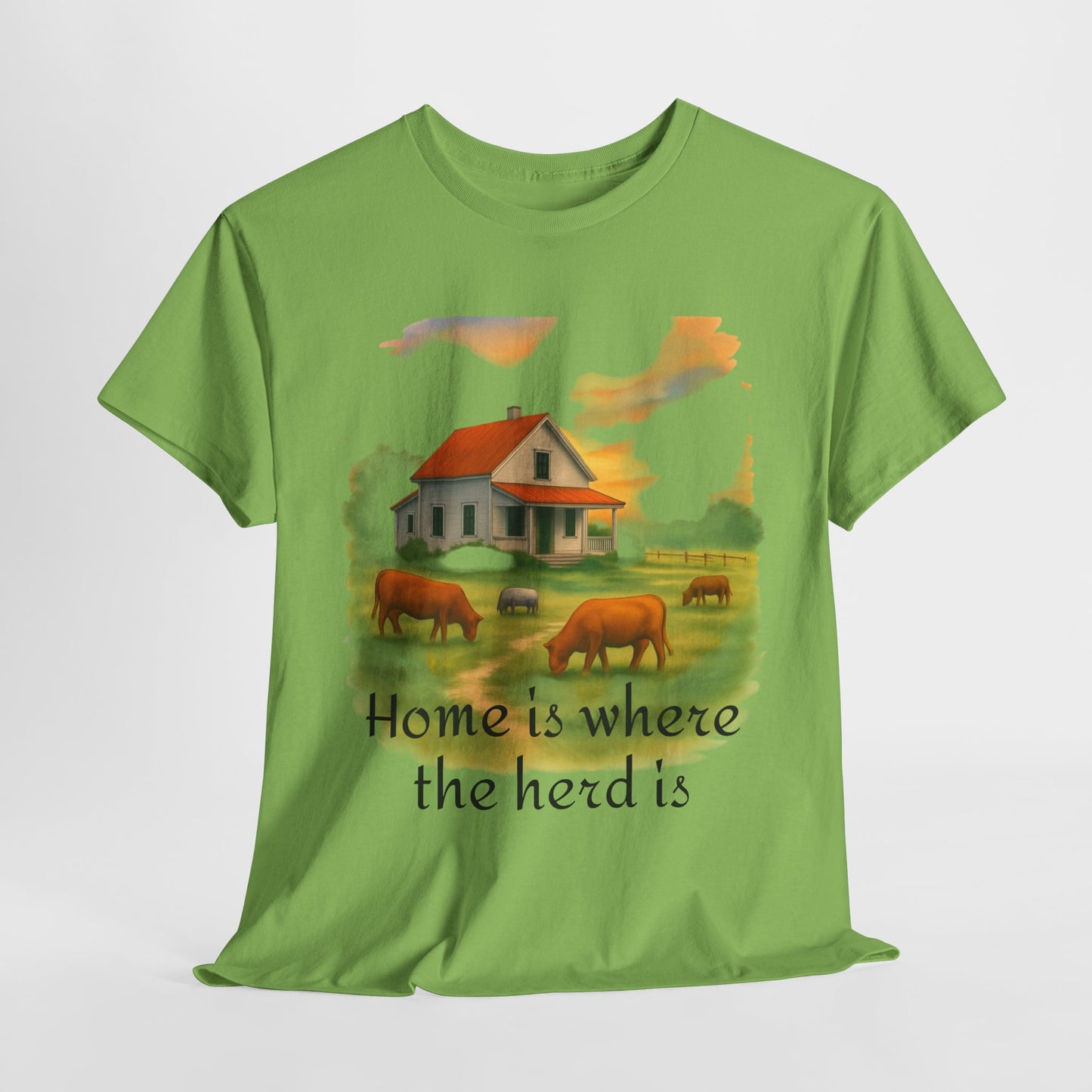 Home is Where the Herd Is Tee, Unisex Cotton Tee, Farmhouse Style Shirt, Gift for Animal Lovers, Casual Wear, Country Life Apparel