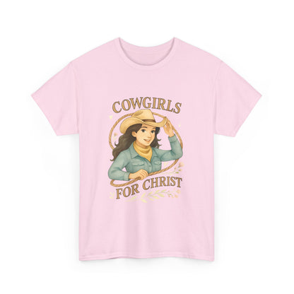 Cowgirls for Christ Unisex Heavy Cotton Tee, Christian T-Shirt, Faith-Based Apparel, Inspirational Gift, Western Clothing, Country Style Tee