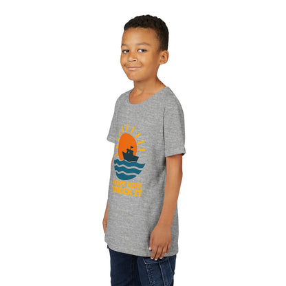 Youth Short Sleeve Tee - I'm Just Here to Rock It, Fun Summer Shirt, Kid's Beach Tee, Gift for Young Explorers, Adventure Outfit
