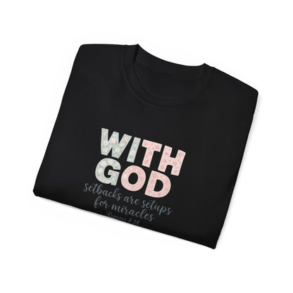Inspirational Unisex Cotton Tee: "With God All Things Are Possible" - Faith, Gift, Encouragement, Casual Wear, Everyday Inspiration