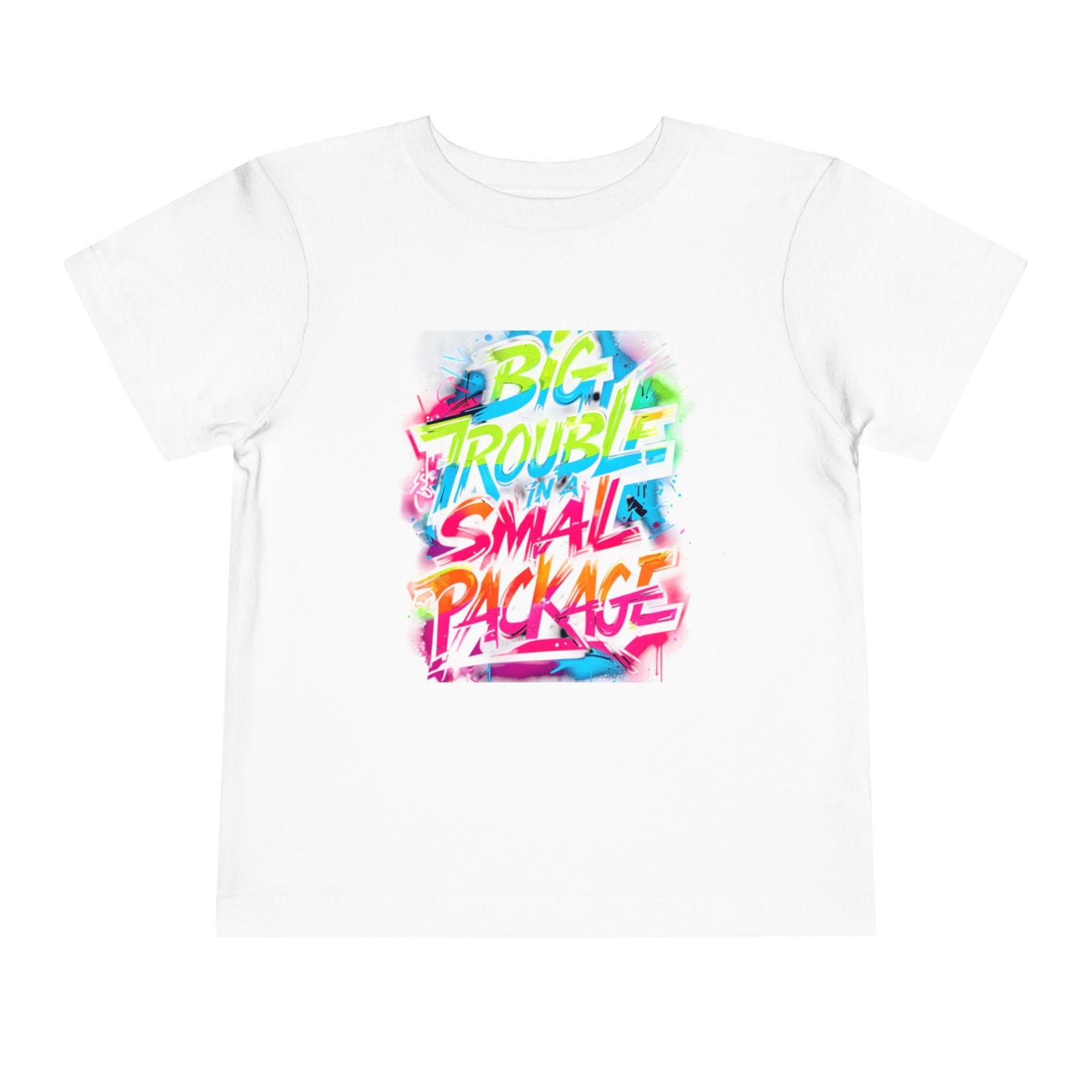 Colorful Graphic Toddler Tee | Big Trouble Small Package, Kids Fashion, Birthday Gift, Toddler Clothes, Summer Wear