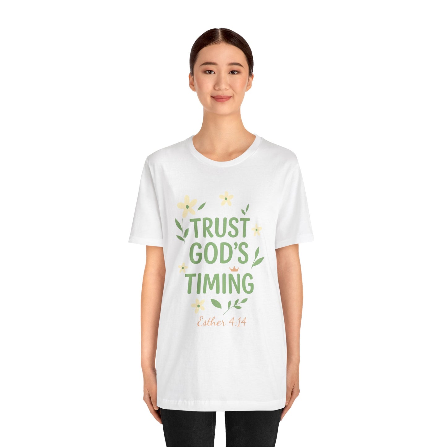 Trust God's Timing Tee, Inspirational Short Sleeve Shirt, Faith-Based Apparel, Gift for Believers, Bible Verse Tee, Everyday Wear