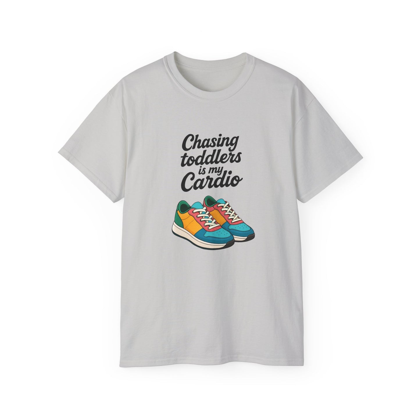 Chasing Toddlers Is My Cardio Unisex Ultra Cotton Tee, Funny Parent Shirt, Gift for Moms and Dads, Casual Wear, Toddler Parenting Humor