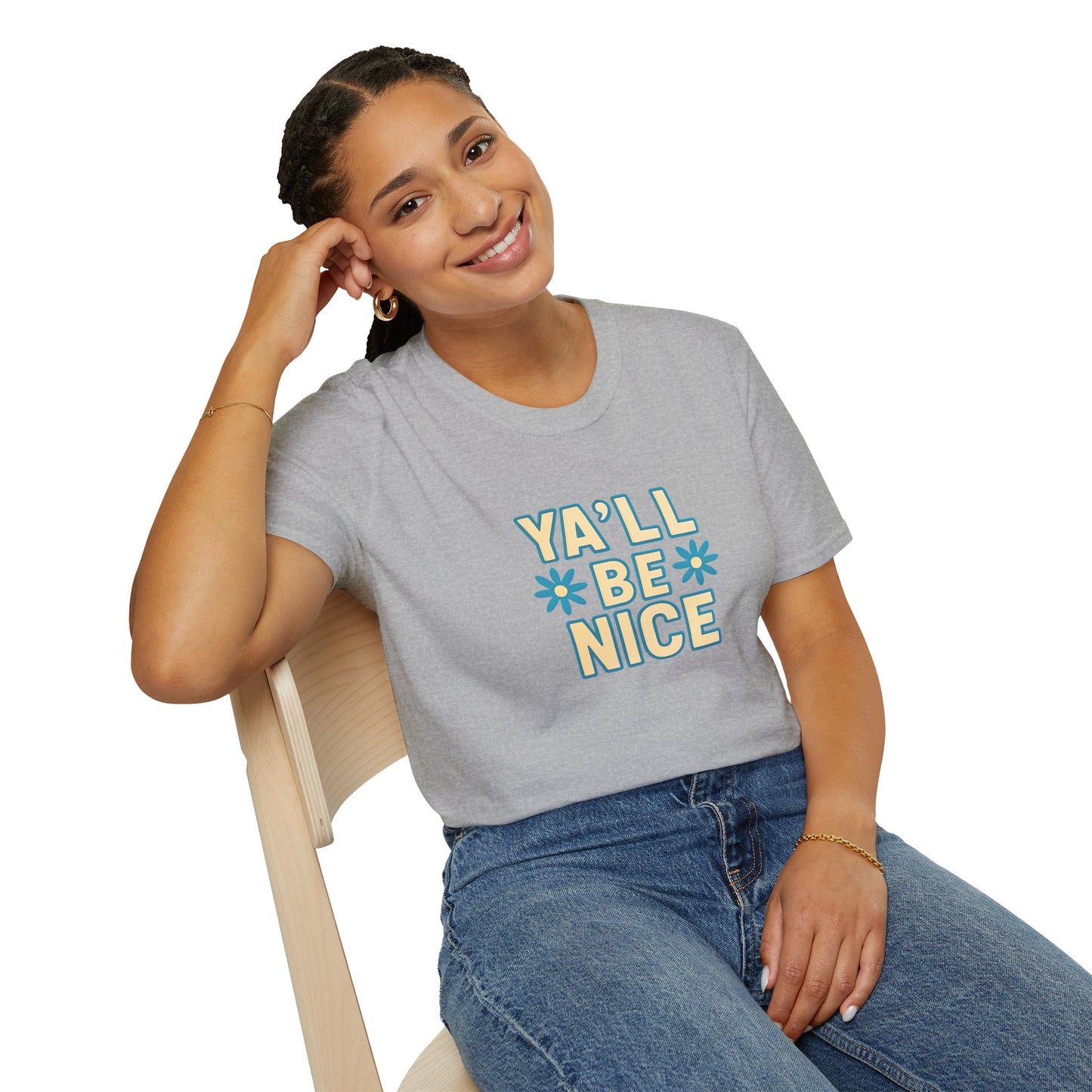 Unisex Softstyle T-Shirt - "Y'all Be Nice" Graphic Tee, Casual Wear, Gift for Friends, Southern Charm, Positive Vibes