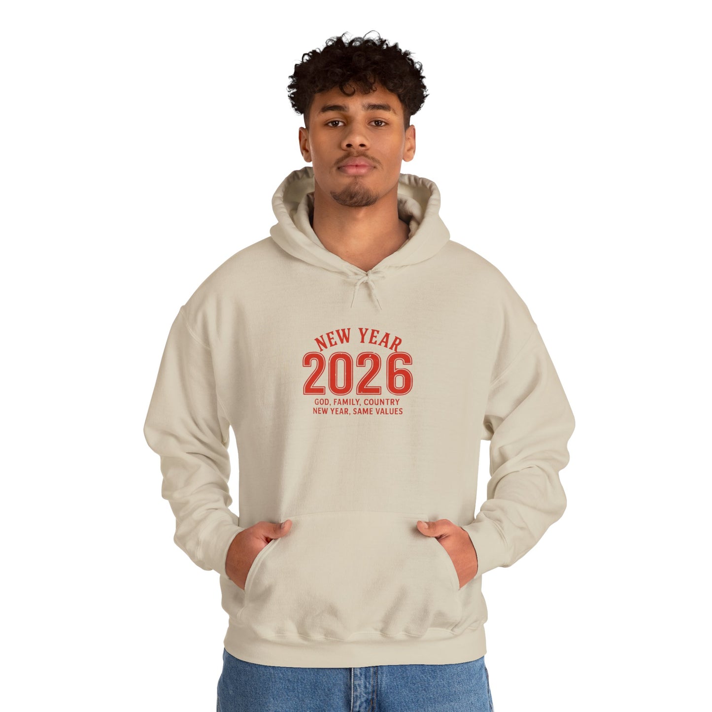 2026 New Year Hoodie - Minimal Red Celebration Sweatshirt