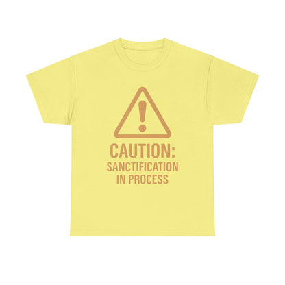 Caution Sanction Tee - Unisex Heavy Cotton T-Shirt for Casual, Gift, Humor, Christian Apparel, Everyday Wear