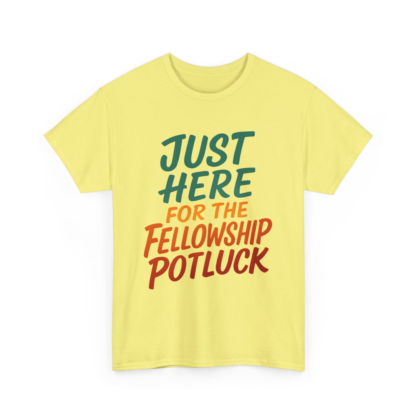 Just Here for the Fellowship Potluck Tee, Unisex Cotton T-Shirt, Fun Gathering Shirt, Party Tees, Casual Event Wear, Gifts for Friends