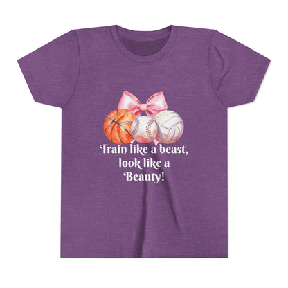 Train Like a Beast Youth Tee, Motivational Sports Tee, Kids Workout Shirt, Athletic Wear, Gifts for Young Athletes, Back to School