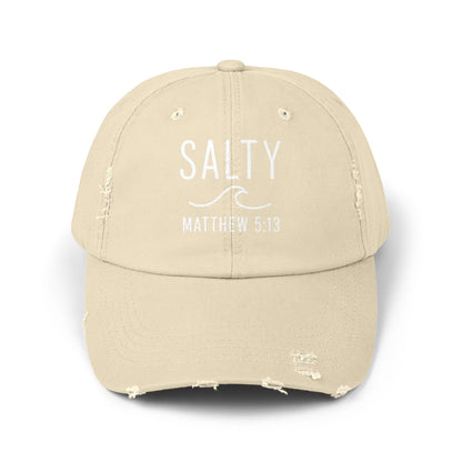 Salty Unisex Distressed Cap | Beach Vibes, Casual Wear, Gift for Him/Her, Summer Accessory, Faith-Based Fashion