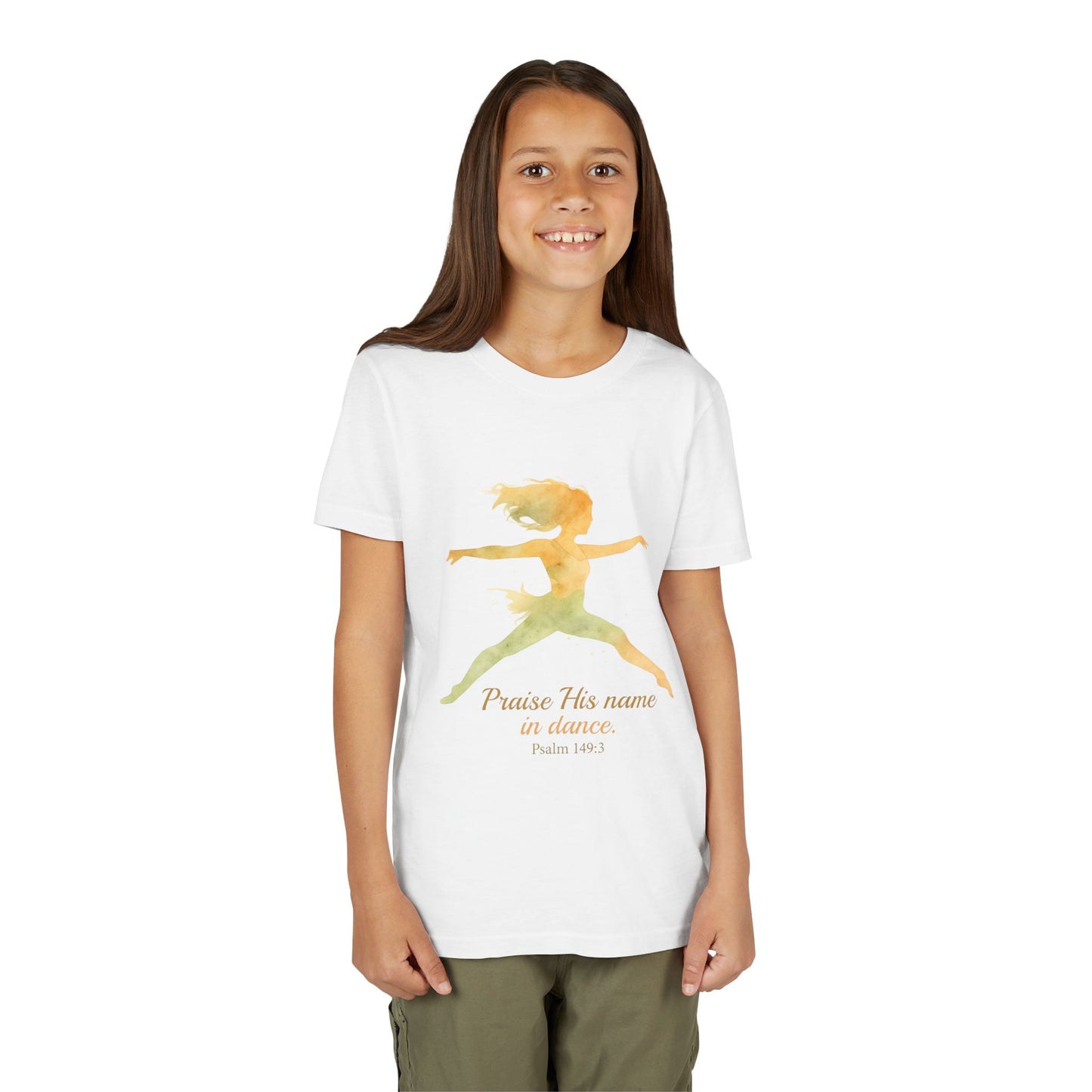 Praise His Name Youth Tee, Inspirational Kids Shirt, Watercolor Dance Shirt, Christian Youth Apparel, Gift for Young Dancers