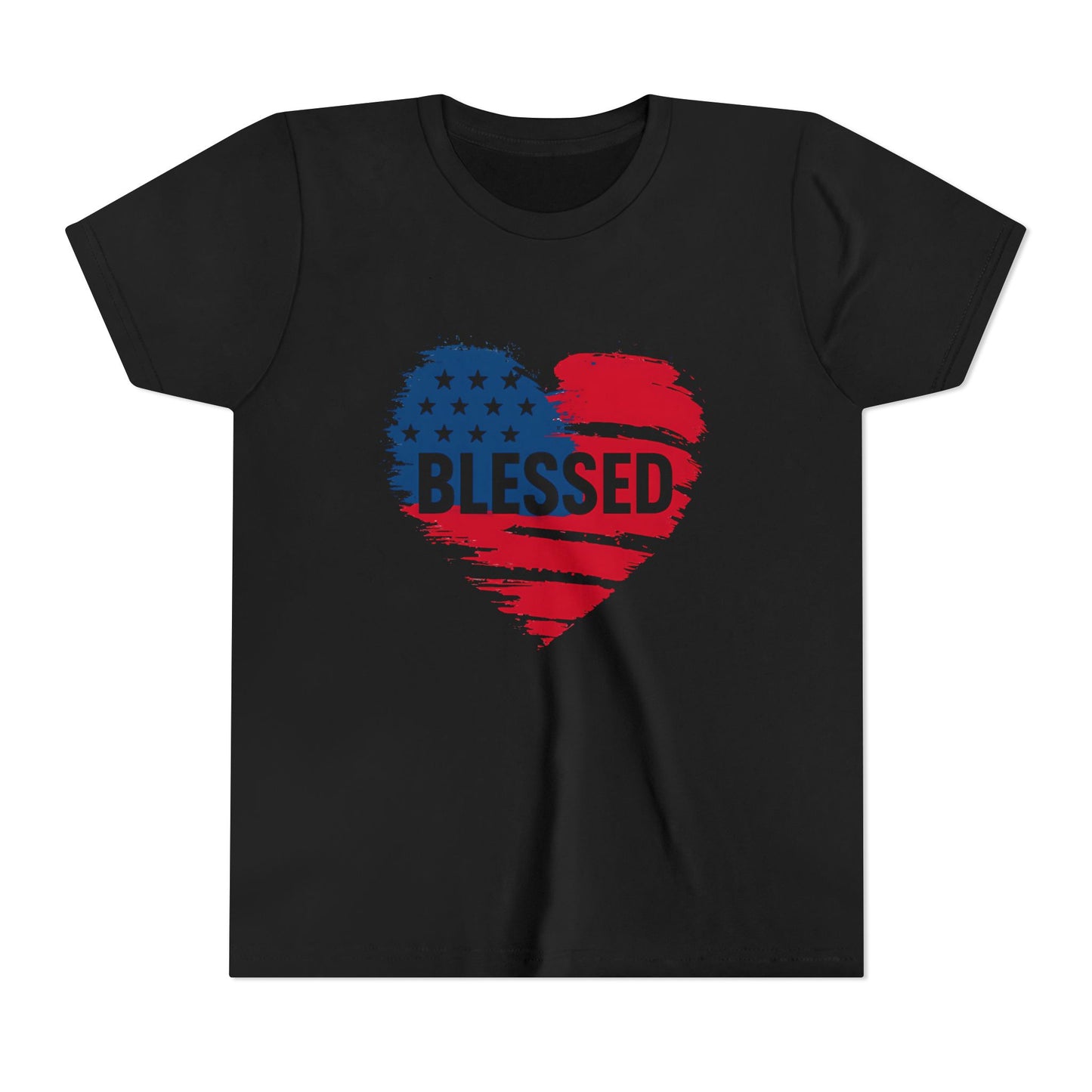 Patriotic Youth Tee - Blessed Heart Shirt, Kids America T-Shirt, Fourth of July Apparel, Gift for Sons and Daughters, Heart Print Top
