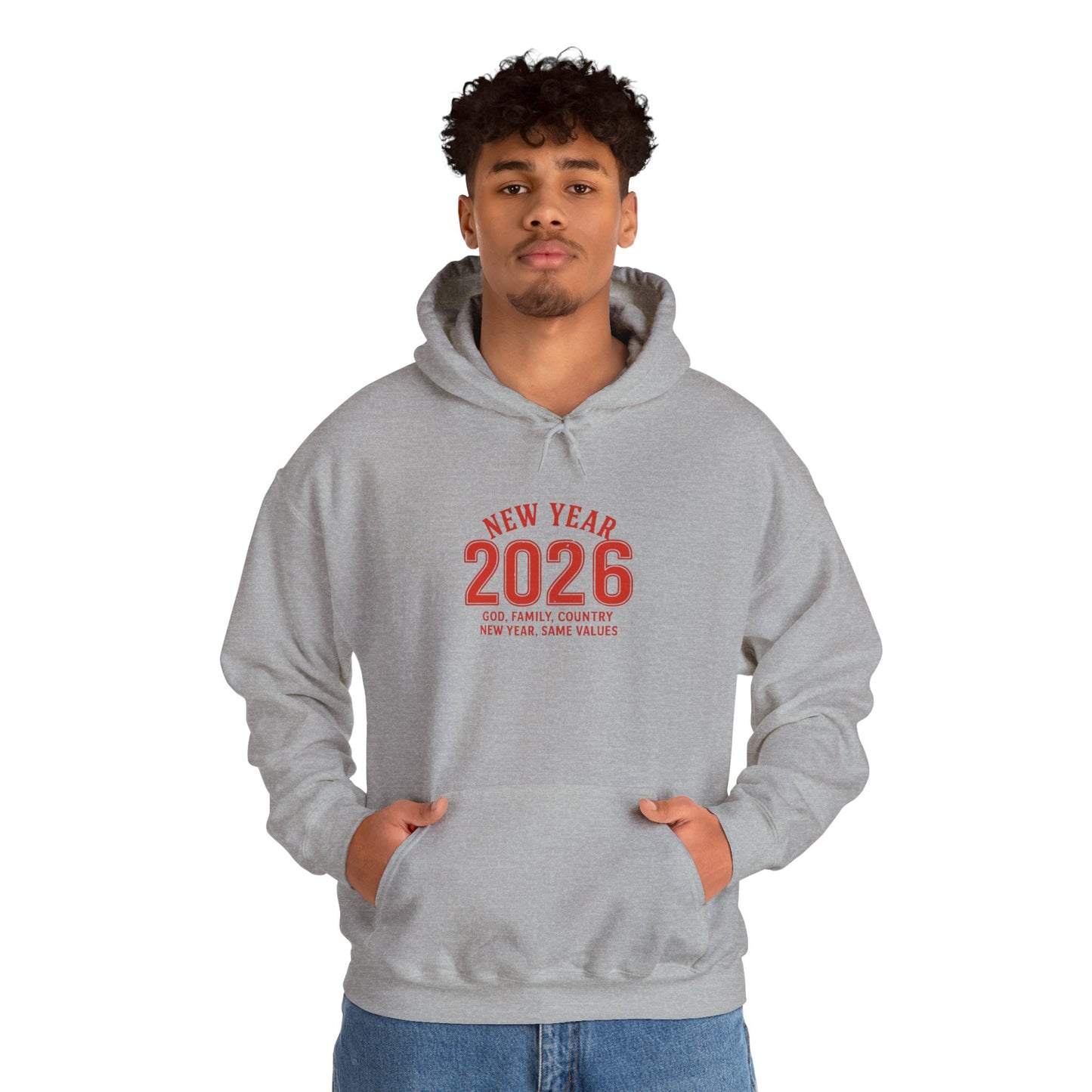 2026 New Year Hoodie - Minimal Red Celebration Sweatshirt