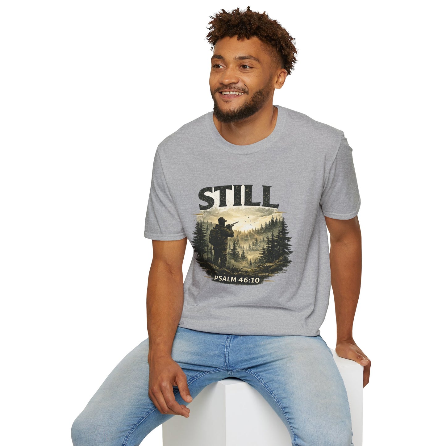 Still Psalm 46:10 T-Shirt — Rustic Outdoors Christian Faith Tee