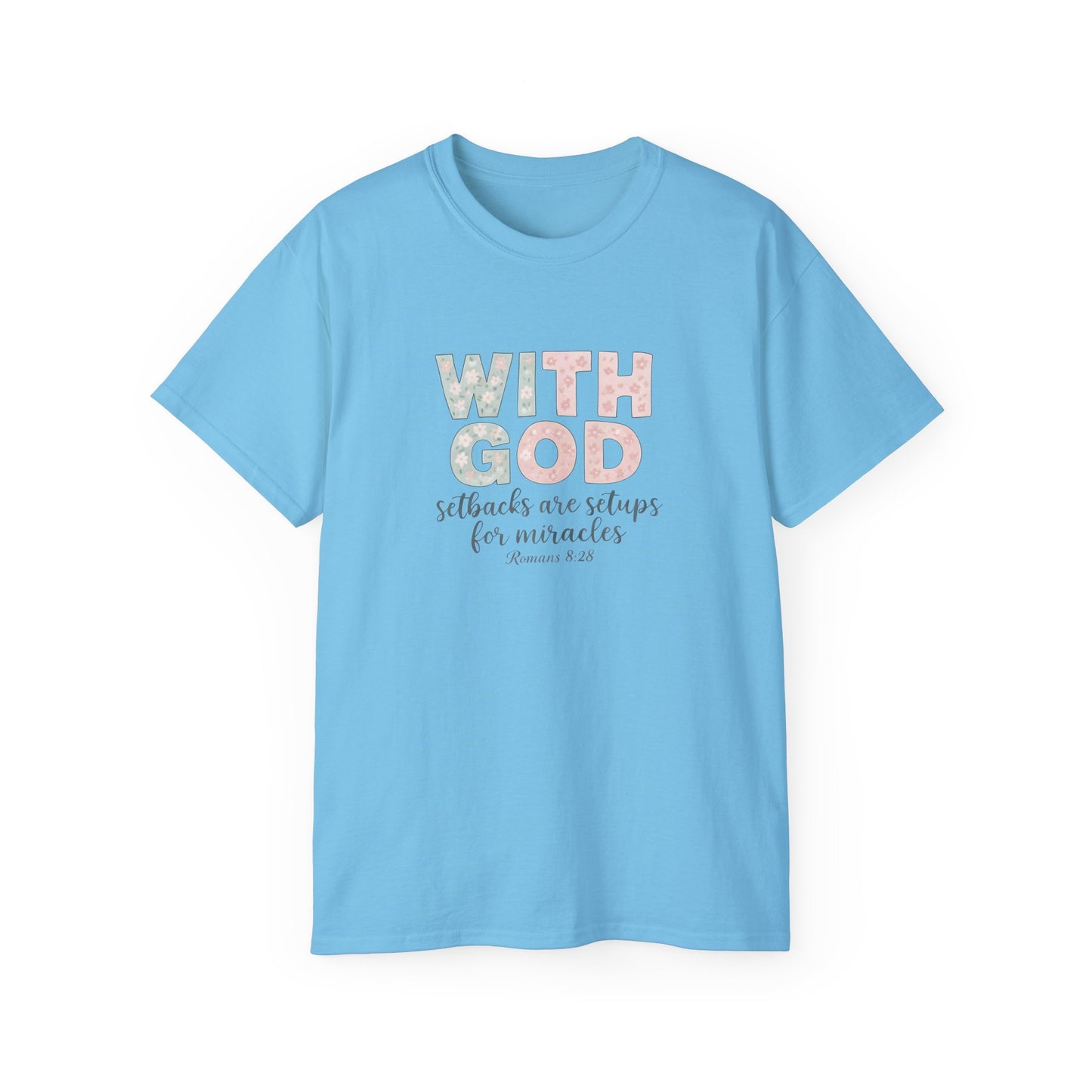 Inspirational Unisex Cotton Tee: "With God All Things Are Possible" - Faith, Gift, Encouragement, Casual Wear, Everyday Inspiration