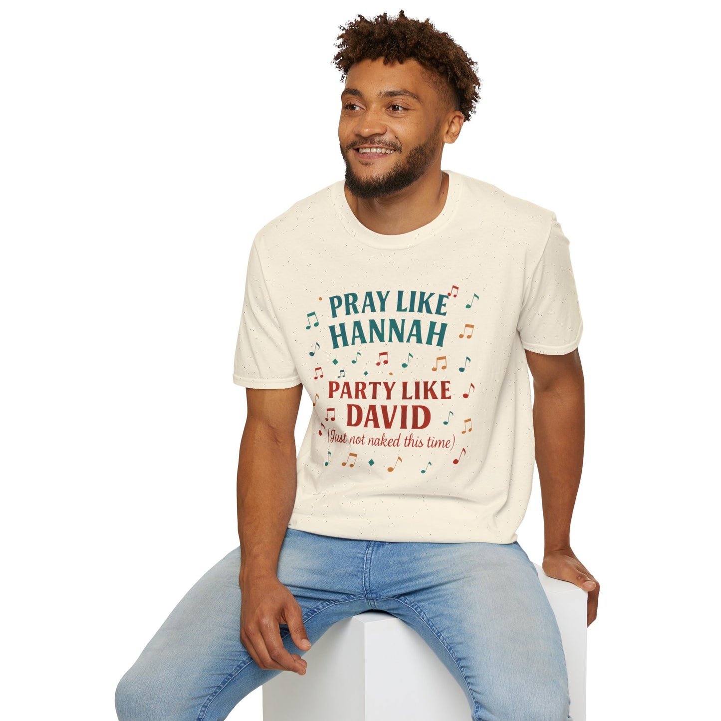 Funny Christian T-Shirt | Pray Like Hannah Party Like David | Gift for Believers, Church Events, Casual Wear, Birthday Celebration, Humor