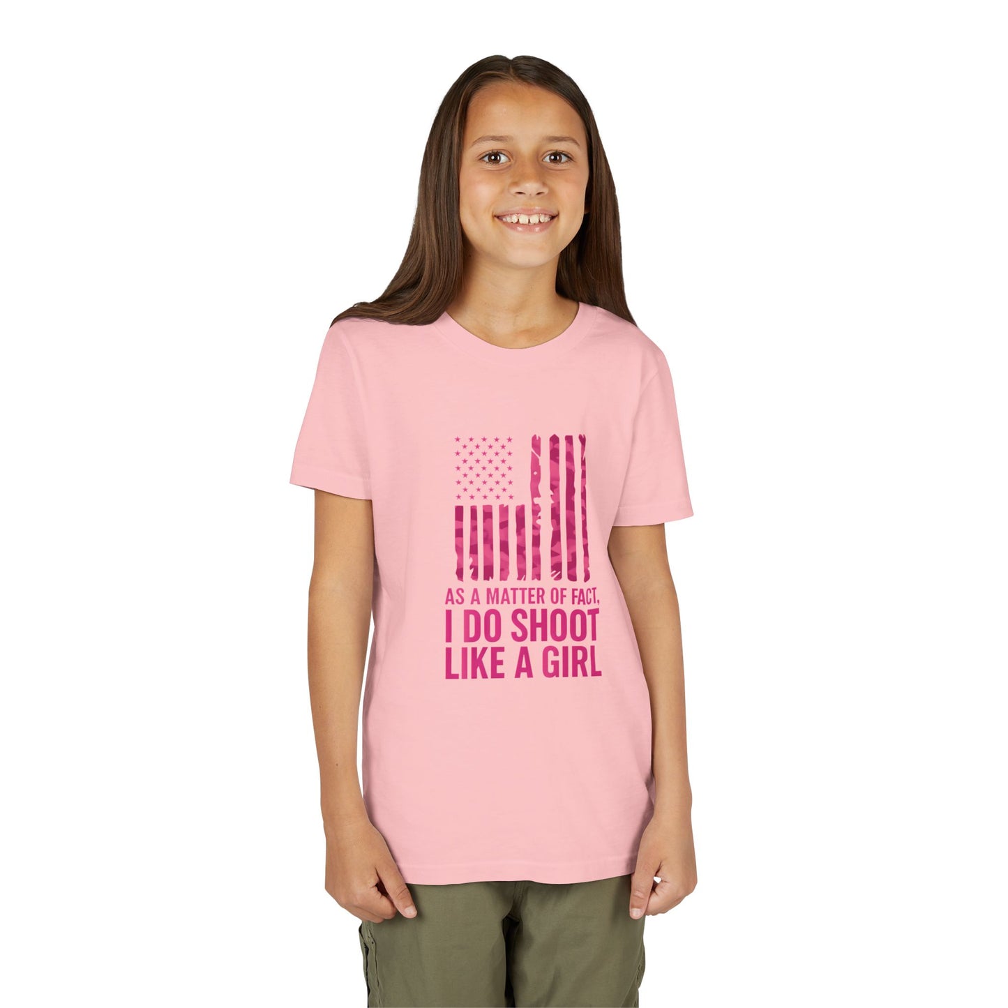 Patriotic Youth Tee: Empowering Short Sleeve T-Shirt for Girls, Perfect for Independence Day, Fun, Sporty, Family Events, Gift Ideas