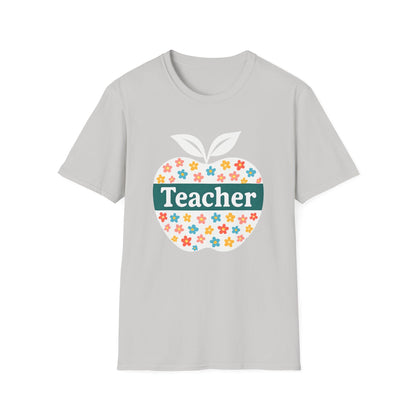 Teacher Appreciation Orange T-Shirt, Gift for Educators, School Spirit Wear, Teacher's Day, Floral Design, Unisex Softstyle Tee