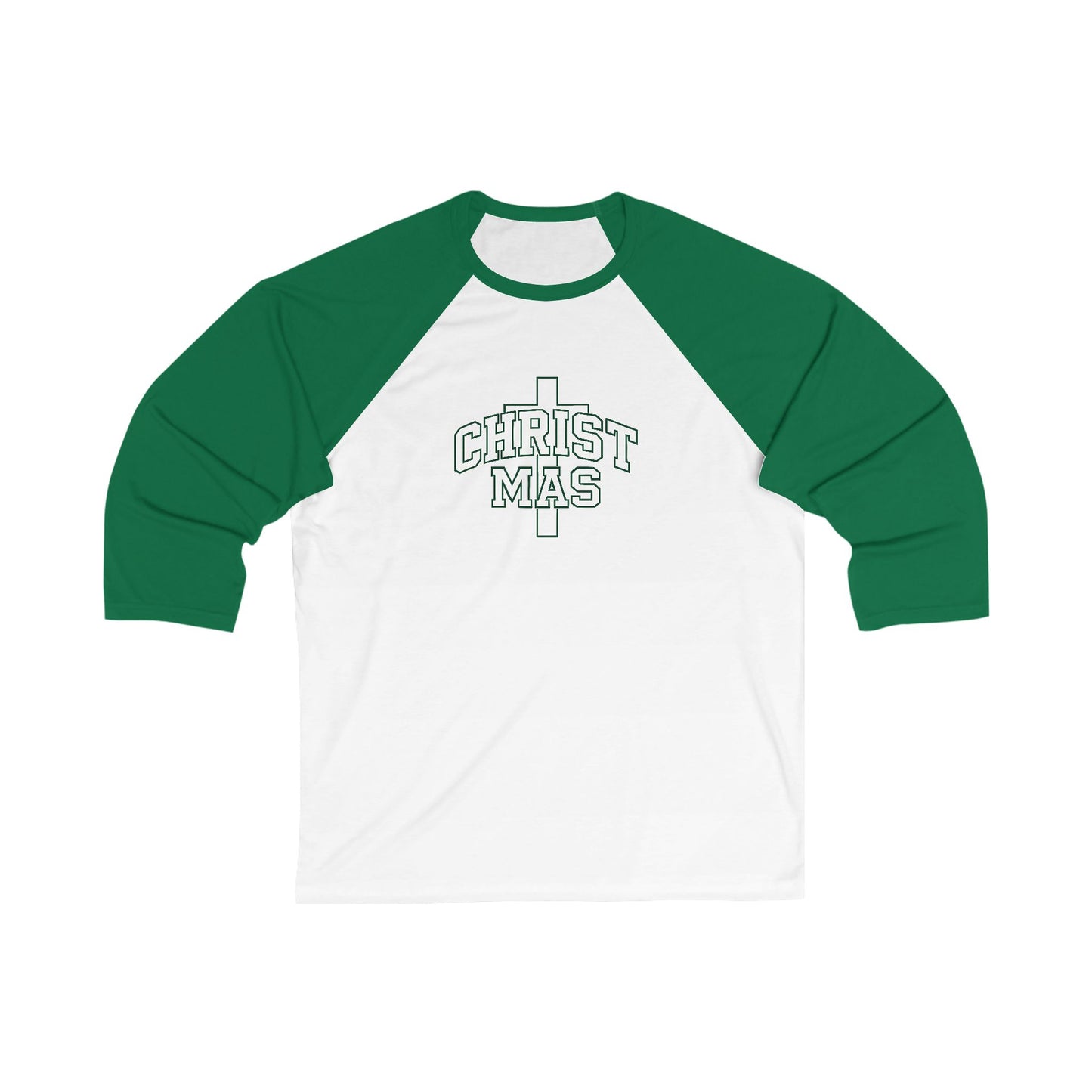 Christmas Cross Baseball Tee — Faith-Based Holiday Raglan