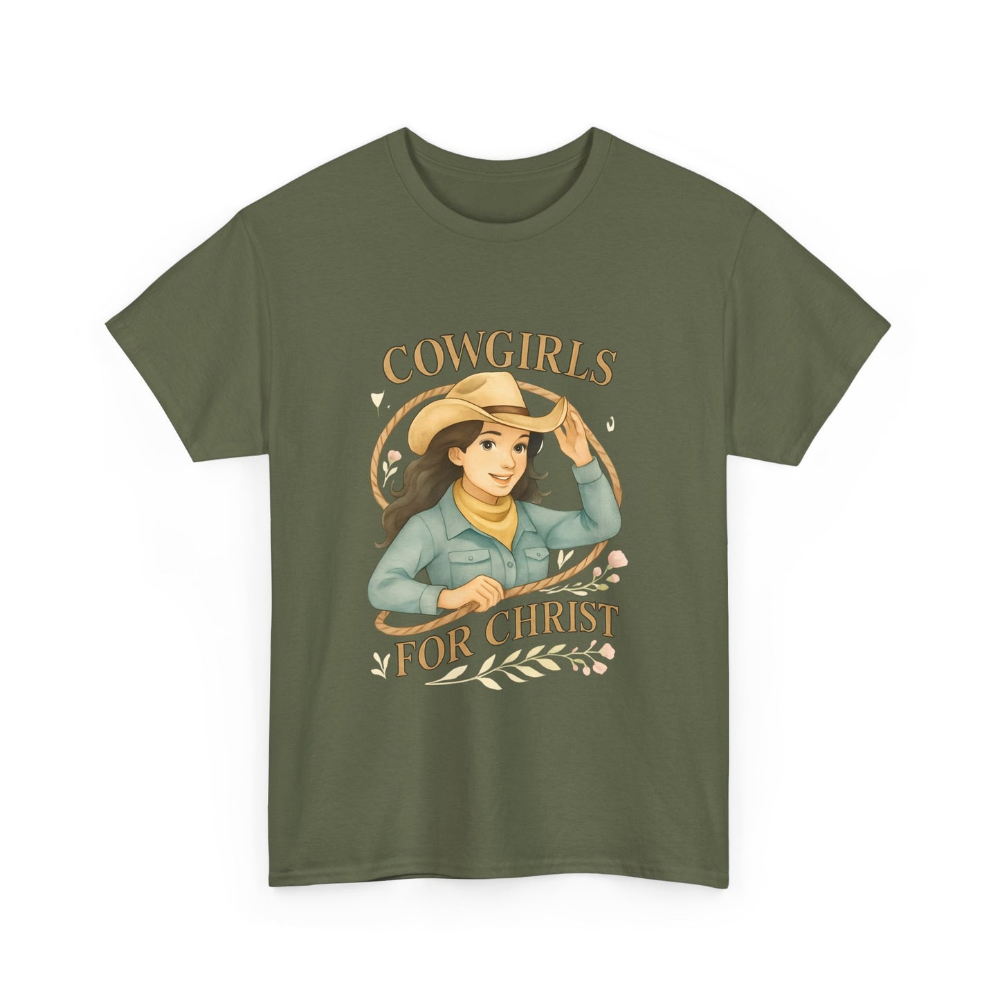 Cowgirls for Christ Unisex Heavy Cotton Tee, Christian T-Shirt, Faith-Based Apparel, Inspirational Gift, Western Clothing, Country Style Tee