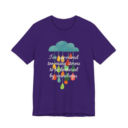 Survived Storms Tee: Uplifting Unisex T-Shirt, Inspirational Gift, Casual Wear, Everyday Comfort, Optimistic Quote Shirt