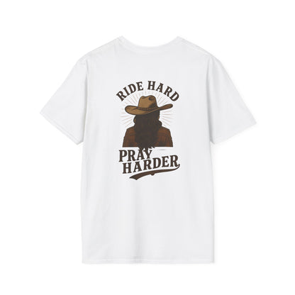 Ride Hard Pray Harder T-Shirt - Unisex Casual Tee, Western Style Apparel, Gift for Cowboys, Inspirational Shirt, Everyday Wear