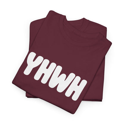 YHWH Unisex Heavy Cotton Tee, Spiritual T-Shirt, Casual Wear, Gift for Him/Her, Faith-Based Apparel, Trendy Everyday Tee