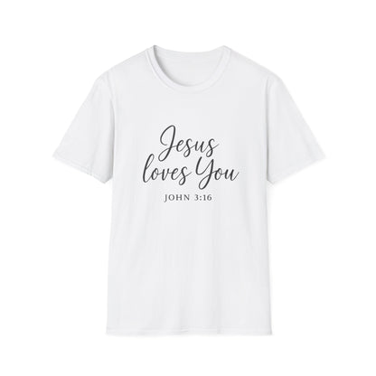 Faith-Inspired Unisex Softstyle T-Shirt | Jesus Loves You | Christian Apparel, Gift, Devotional Wear, Casual Tee