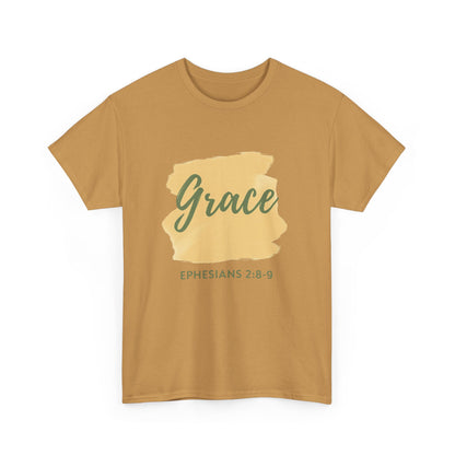 Inspiring Unisex Heavy Cotton Tee - Grace Ephesians 2:8-9, Christian Apparel, Faith-Based Gift, Everyday Wear, Relaxed Fit Tee
