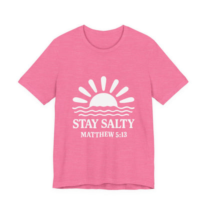 Stay Salty Unisex Short Sleeve Tee - Perfect for Beach Days, Casual Outings, Gifts, Summer Vibes, Bible Verse Apparel