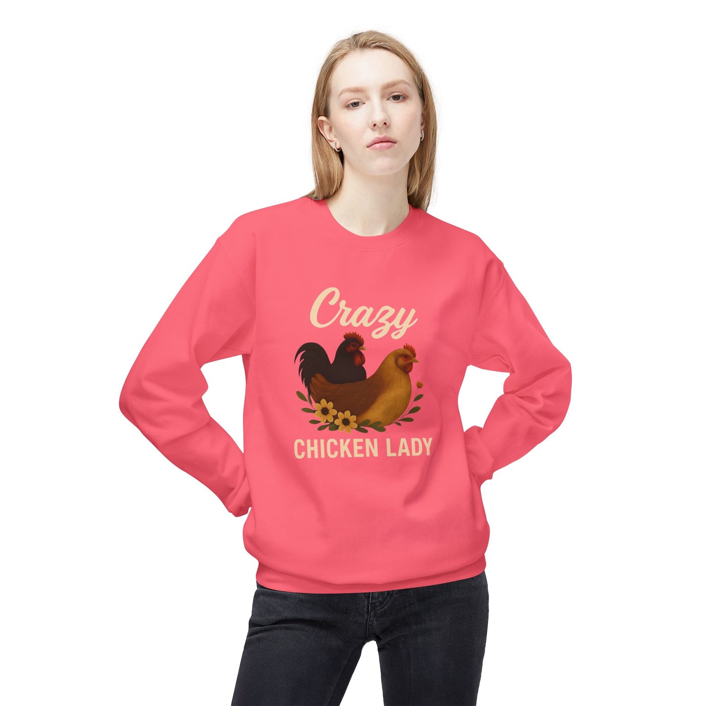 Crazy Chicken Lady Sweatshirt - Cozy Farmhouse Crewneck for Chicken Lovers