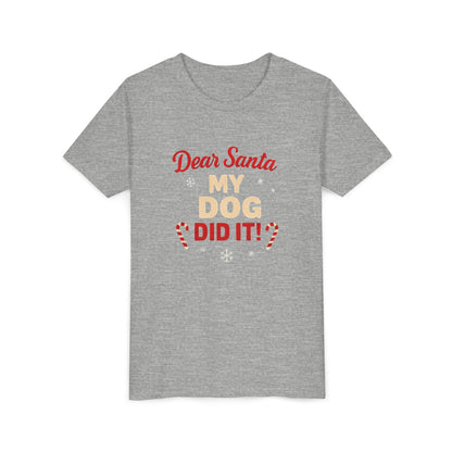 Kids Christmas Tee — “Dear Santa My Dog Did It” Holiday T‑Shirt