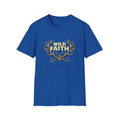 Wild Faith T-Shirt — Psalm 18:33 Antler Christian Graphic Tee