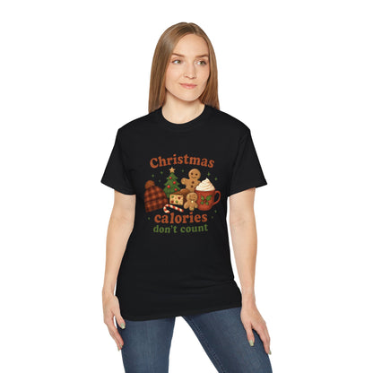 Christmas 'Calories Don’t Count' Tee - Holiday Cookie & Cocoa Graphic Shirt