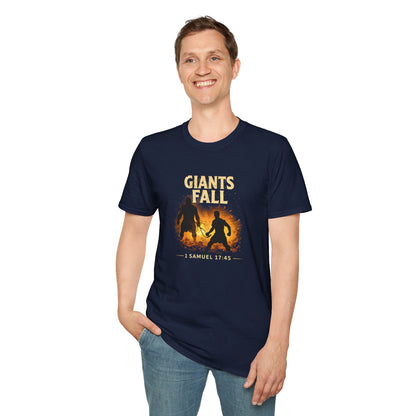 Giants Fall T-Shirt – 1 Samuel 17:45 Christian Faith Tee