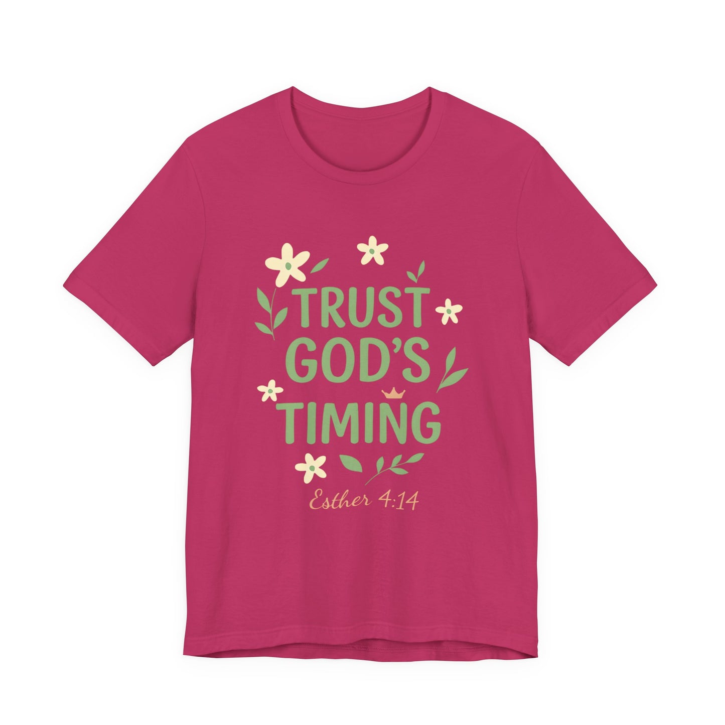 Trust God's Timing Tee, Inspirational Short Sleeve Shirt, Faith-Based Apparel, Gift for Believers, Bible Verse Tee, Everyday Wear