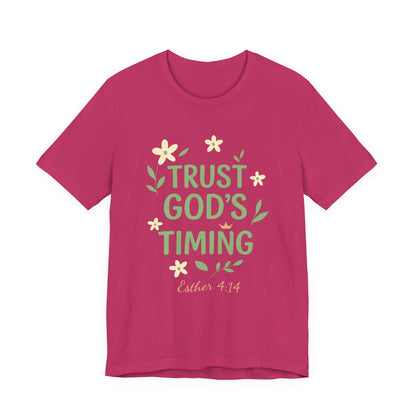Trust God's Timing Tee, Inspirational Short Sleeve Shirt, Faith-Based Apparel, Gift for Believers, Bible Verse Tee, Everyday Wear