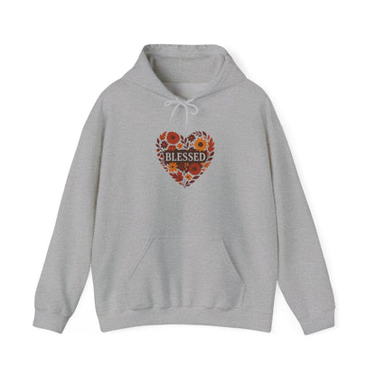 Blessed Floral Heart Hoodie - Cozy Unisex Sweatshirt for Gratitude, Perfect for Gifts, Holidays, or Everyday Wear