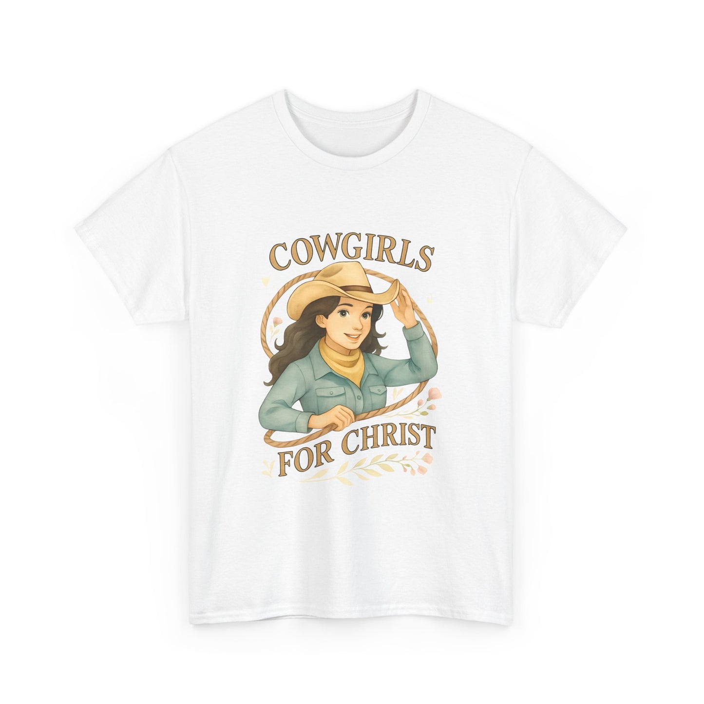 Cowgirls for Christ Unisex Heavy Cotton Tee, Christian T-Shirt, Faith-Based Apparel, Inspirational Gift, Western Clothing, Country Style Tee