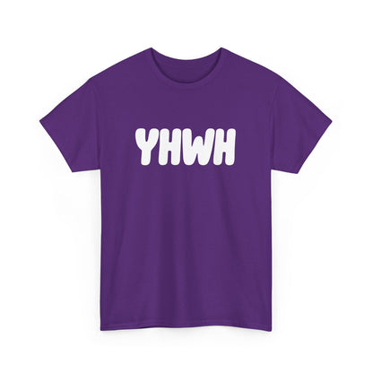 YHWH Unisex Heavy Cotton Tee, Spiritual T-Shirt, Casual Wear, Gift for Him/Her, Faith-Based Apparel, Trendy Everyday Tee