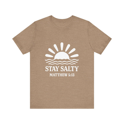 Stay Salty Unisex Short Sleeve Tee - Perfect for Beach Days, Casual Outings, Gifts, Summer Vibes, Bible Verse Apparel